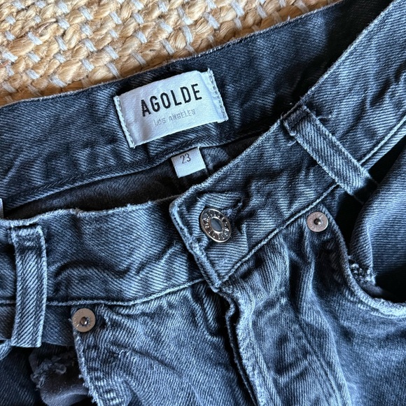 AGOLDE Black High-waisted Denim Shorts Size 23 - Picture 2 of 4